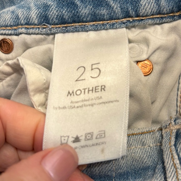 MOTHER High Waisted Tunnel Vision Sneak Undone Hem Straight Leg Jeans, Size 25 - Picture 7 of 10